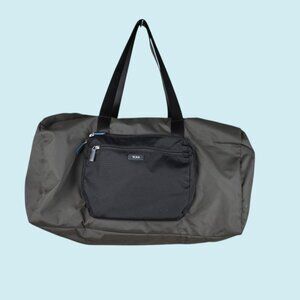 TUMI Travel Duffle Bag Black Gray Nylon Compact Carry On Luggage Gym Overnight